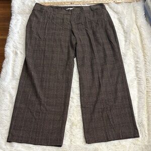 Cato 22W brown/blue/peach plaid dress pants EUC